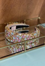 Embellished padded diamante crown headband