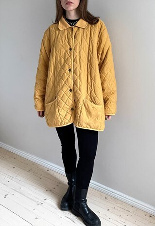 VINTAGE MUSTARD OVERSIZED QUILTED COAT