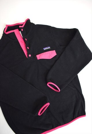 VINTAGE 90S PATAGONIA BLACK PINK TRIM SYNCHILLA FLEECE
