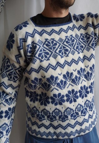 VINTAGE NORWEGIAN SWEATER JUMPER CARDIGAN WOOL PULLOVER