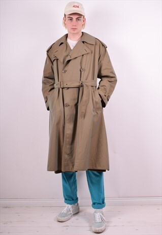 GIORGIO ARMANI MENS VINTAGE TRENCH COAT LARGE BROWN 90'S