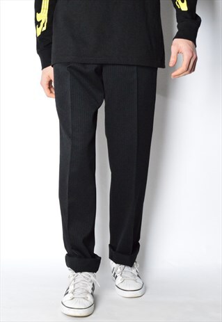 VINTAGE 90S BLACK STRIPED WOOL BLEND PANTS
