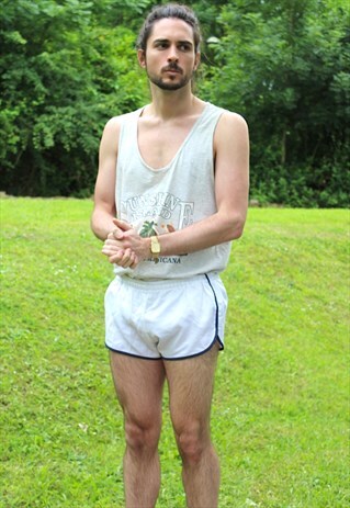 VINTAGE 80S SPRINTER SHINY SPORTS SHORTS - SMALL - GYM RETRO