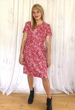 Bright pink patterned vintage dress