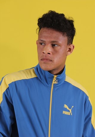 PUMA BLUE AND YELLOW ZIPPED TRACK JACKET