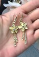 GOLD & CREAM DIAMONTE FLOWER EARRINGS