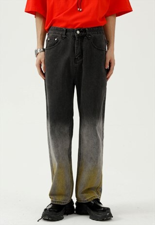 KALODIS TIE-DYE GRADIENT LOOSE STRAIGHT-LEG JEANS