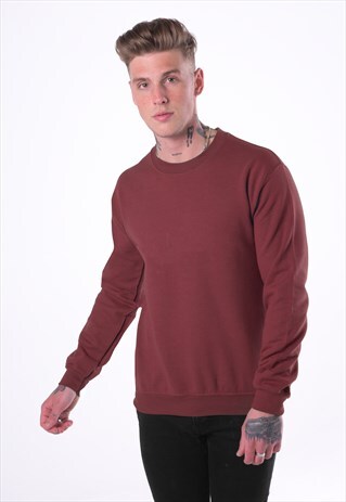 ESSENTIAL BLANK JUMPER PULLOVER SWEATER - MAROON RED