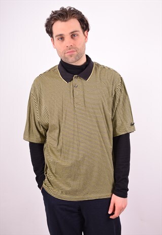 NIKE MENS VINTAGE POLO SHIRT XL GREEN STRIPES 90S