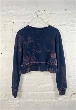Reworked Vintage bleached sweater in blue and pink