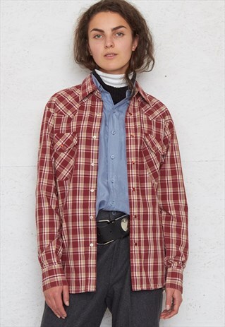 VINTAGE RED LEVI'S LONG SLEEVE CHECKERED SHIRT