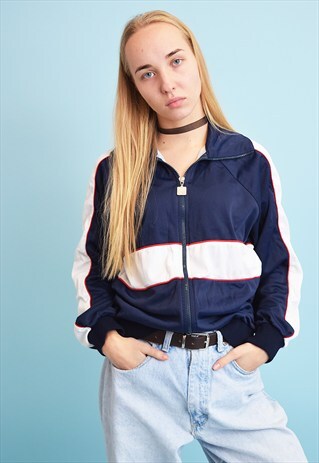 90'S RETRO ATHLEISURE SPORTS NAVY BLUE TRACKSUIT JACKET