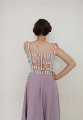 PIN UP VINTAGE FESTIVAL BACKLESS HOLIDAY RAINBOW LILAC DRESS