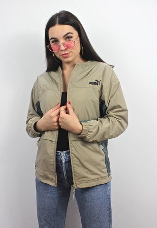 90'S RETRO BEIGE HOODED JACKET