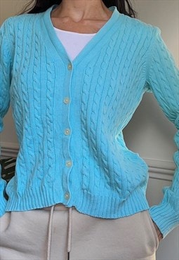 Vintage Lauren Ralph Lauren Turquoise Cable Knit Cardigan