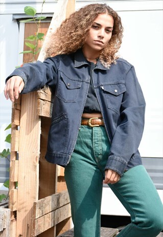 LEVIS DARK BLUE ZIP UP DENIM JACKET
