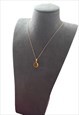 NATURAL CITRINE ROUND GOLD PENDANT ON CURB CHAIN, YELLOW 