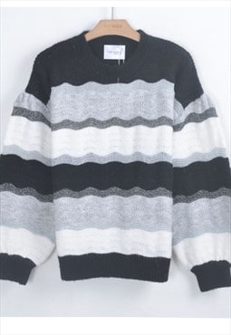 Multi color stripe soft knit oversized relaxed fit jumper 