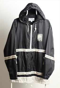 Vintage Hugo Valentino Windbreaker Hoodied Jacket Black L