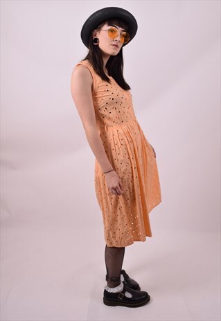 VINTAGE 90'S PEACH COTTON SUMMER GRUNGE DRESS SIZE 10 12