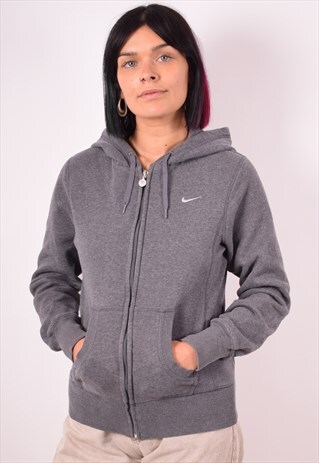 NIKE WOMENS VINTAGE HOODIE JACKET SMALL GREY 90S