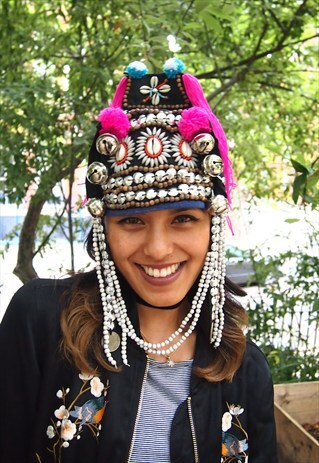 UNIQUE MULTI EMBROIDERED JEWELS HEAD PIECE HAT