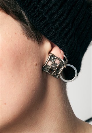 80S VINTAGE SQUARE CLIP-ON EARRINGS