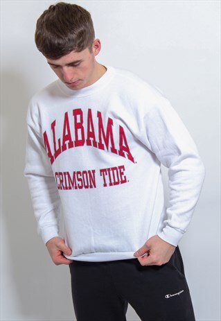 VINTAGE ALABAMA CRIMSON TIDE USA SWEATSHIRT IN WHITE MEDIUM