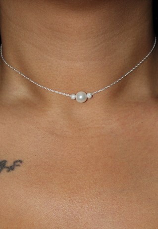 "ARI" CHOKER 925 STERLING SILVER IN WHITE