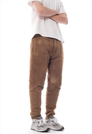 VINTAGE MILITARY PANTS WORK LINED QUILTED 60S 70S BROWN