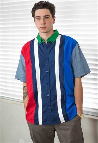 VINTAGE TOMMY HILFIGER COLORBLOCK SHIRT 90S XL 8.9