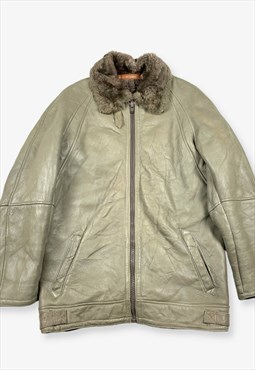 Vintage Suede Leather Flight Jacket Grey Medium