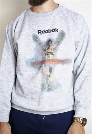 RARE VINTAGE REEBOK JUMPER MADE IN UK GRAPHIC PRINT 90'S