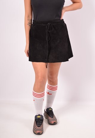 VINTAGE BENETTON WRAP SUEDE SKIRT BLACK