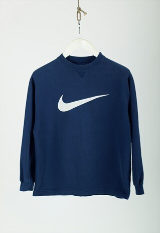 VINTAGE 90S NIKE NAVY EMBROIDERED SWOOSH LOGO SWEATSHIRT