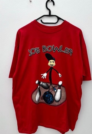 Vintage Tultex Joe bowler skate grunge red T-shirt XL 