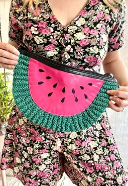 Vintage Watermelon Crochet 90's Crossbody Summer Bag