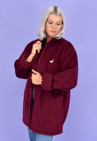 G&G UNISEX BURGUNDY FULL ZIP GOOSE FLEECE