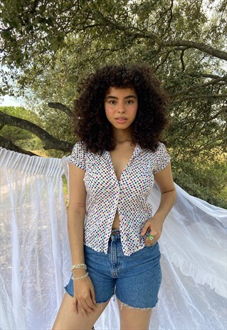 VINTAGE 90S MULTICOLOR BUTTON UP SHORT SLEEVE SHIRT