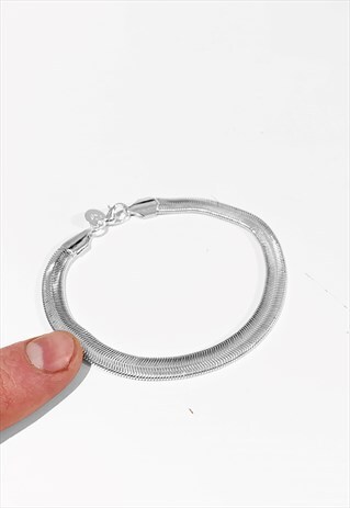 6MM STAINLESS STEEL HERRINGBONE BRACELET - SILVER