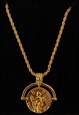 Roman Coin on Twisted Rope Chunky Chain, Gold Plated