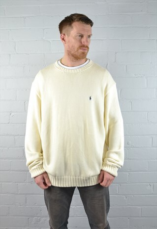 VINTAGE RALPH LAUREN CREAM CHUNKY KNIT JUMPER