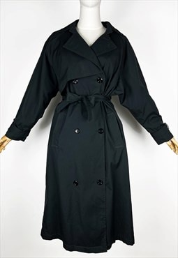 Vintage Black Trench Coat with detachable warmer