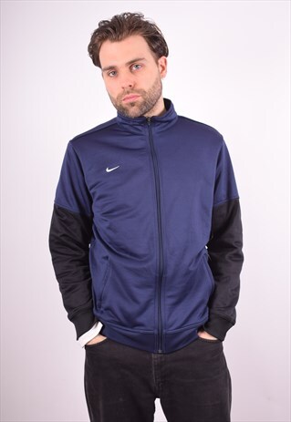 NIKE MENS VINTAGE TRACKSUIT TOP JACKET MEDIUM NAVY BLUE 90S