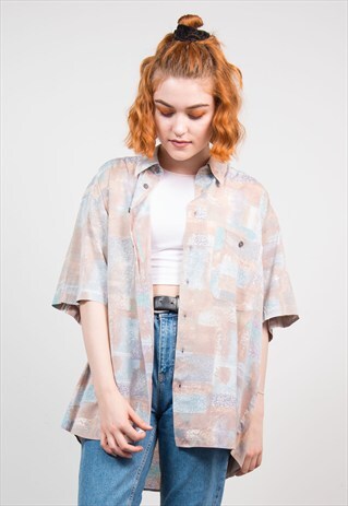VINTAGE 90'S PASTEL OVERSIZE PATTERNED SHIRT