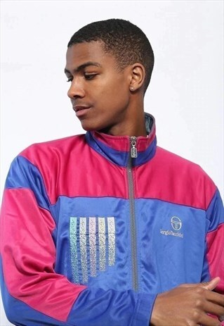 VINTAGE SERGIO TACCHINI LOGO TRACK JACKET BLUE PINK GREY