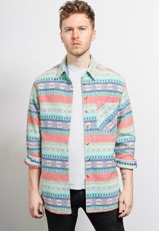 VINTAGE AZTEC PATTERNED SHIRT