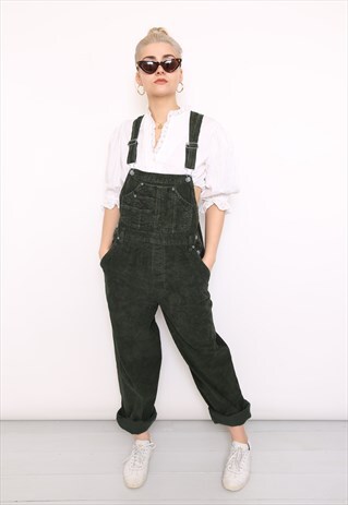 VINTAGE 90S GREEN CORD DUNGAREES