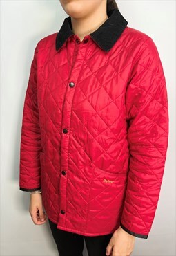 Vintage Barbour lightweight quilted jacket in red (UK6)