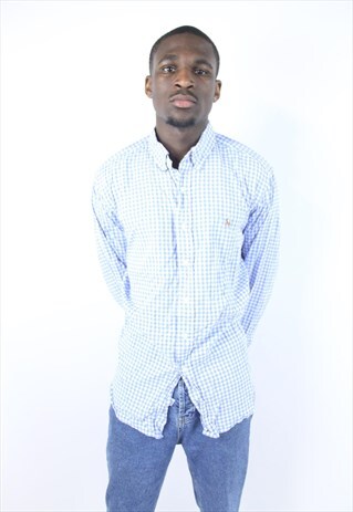 VINTAGE RALPH LAUREN GINGHAM BLUE SHIRT